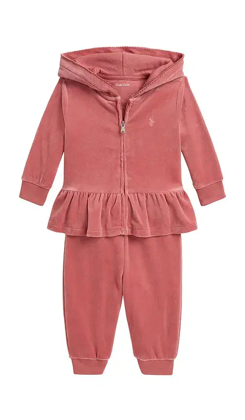 Polo Ralph Lauren Baby Two Piece Set Long Sleeve Cotton Velour Full Zip Sweatshirt With Jogger