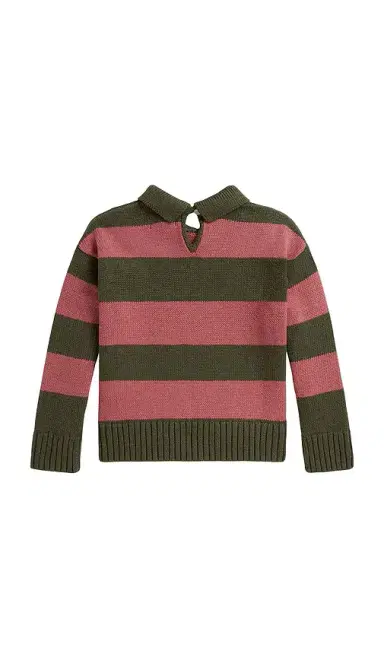 Polo Ralph Lauren Kids Long Sleeve Cotton Striped Collared Pullover Sweater | Thumbnail 2
