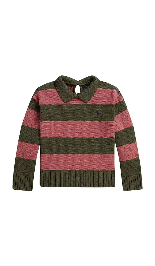 Polo Ralph Lauren Kids Long Sleeve Cotton Striped Collared Pullover Sweater