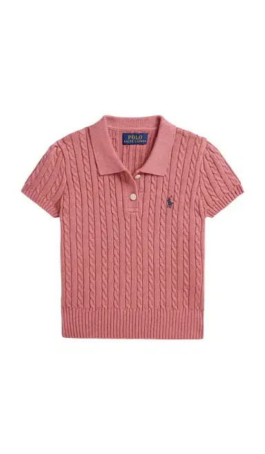 Polo Ralph Lauren Kids Short Sleeve Combed Cotton Mini Cable Knit Polo | Thumbnail 1
