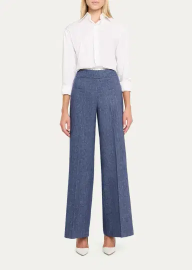 Carolina Herrera Diane Wool-Blend Flannel Wide-Leg Pants | Thumbnail 2