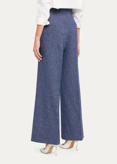 Carolina Herrera Diane Wool-Blend Flannel Wide-Leg Pants | Thumbnail 3