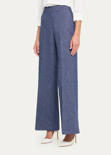 Carolina Herrera Diane Wool-Blend Flannel Wide-Leg Pants | Thumbnail 4