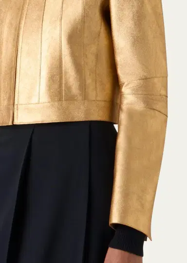 Akris Klaus Lamé Nappa Leather Crop Jacket | Thumbnail 5