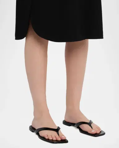 Vince San Juan Patent Leather Flat Thong Sandals | Thumbnail 2
