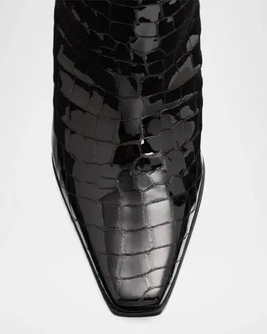 Stuart Weitzman 85mm Stassi Croco-Printed Patent Leather Knee-High Boots | Thumbnail 5