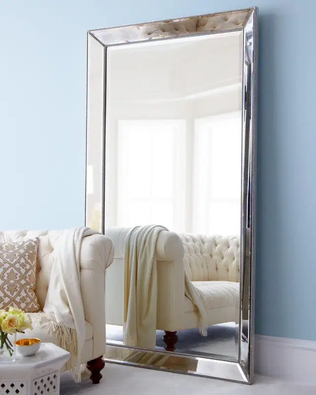 Katherine Noble by BMC Antiqued-Silver Beaded Floor Mirror