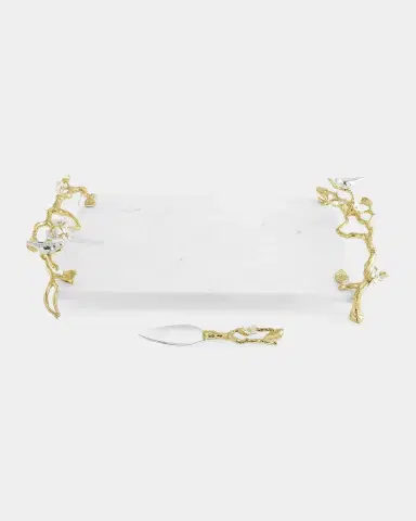 Michael Aram Lovebirds Silver & Gold Chesseboard with Knife | Thumbnail 2