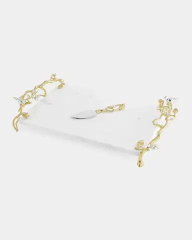 Michael Aram Lovebirds Silver & Gold Chesseboard with Knife | Thumbnail 3