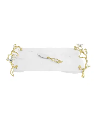 Michael Aram Lovebirds Silver & Gold Chesseboard with Knife | Thumbnail 1