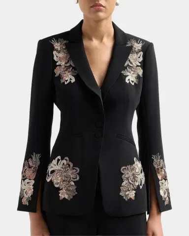 Cinq à Sept Crystal Cascade Single-Breasted Blazer | Thumbnail 4
