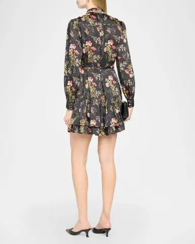 Cinq à Sept Love Letter Floral Belted Ruffle-Hem Mini Dress | Thumbnail 3