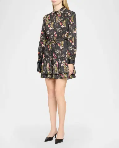 Cinq à Sept Love Letter Floral Belted Ruffle-Hem Mini Dress | Thumbnail 4