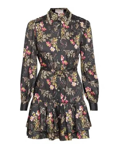 Cinq à Sept Love Letter Floral Belted Ruffle-Hem Mini Dress | Thumbnail 1
