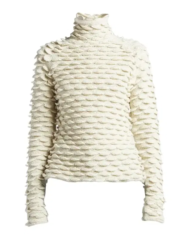 Bottega Veneta Fish Scale Wool High-Neck Sweater