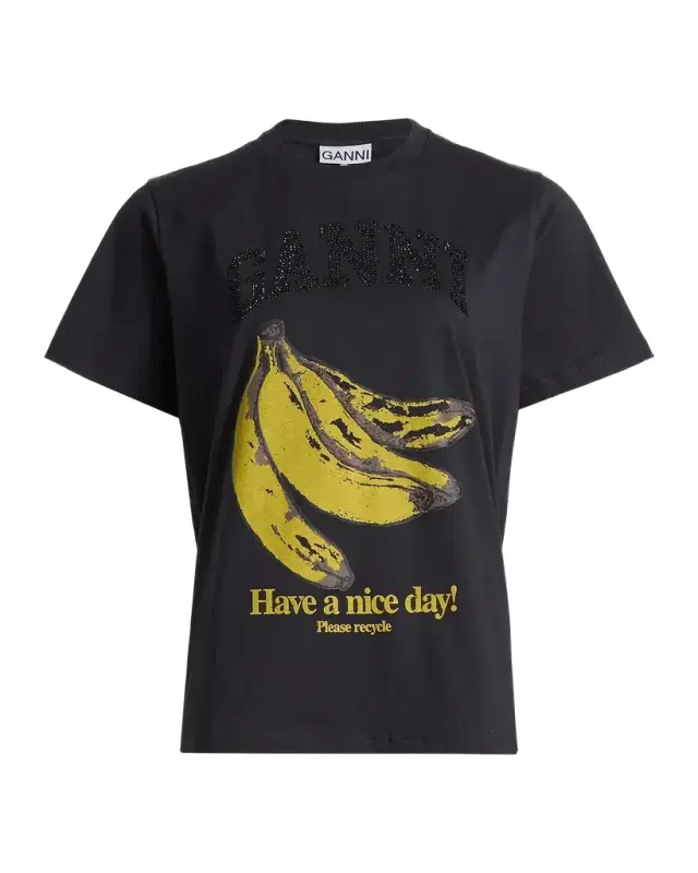 Ganni Banana Relaxed Cotton T-Shirt