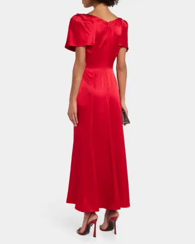 Cinq à Sept Ambriella Silk Satin Godet Midi Dress | Thumbnail 3