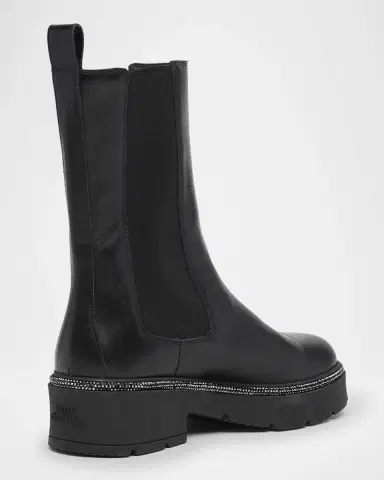René Caovilla Leather Strass Combat Booties | Thumbnail 2
