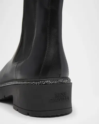 René Caovilla Leather Strass Combat Booties | Thumbnail 3