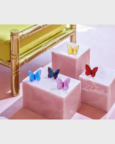 Baccarat 2.5" Lucky Crystal Peony Pink Butterfly | Thumbnail 3