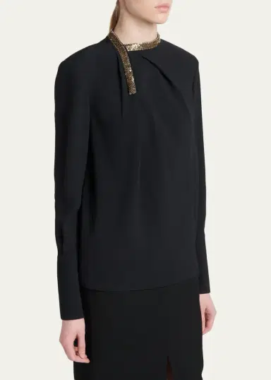 Tom Ford Asymmetric Golden Collar Top | Thumbnail 4