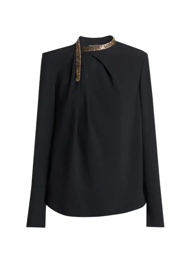 Tom Ford Asymmetric Golden Collar Top