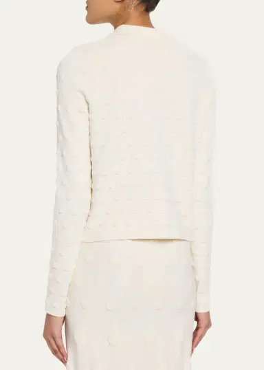 Lela Rose Pucker Dot Knit Collared Cardigan | Thumbnail 3
