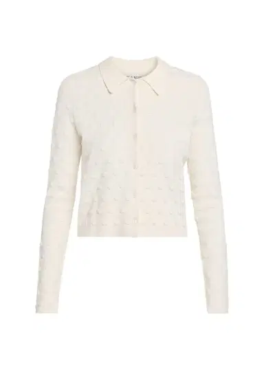 Lela Rose Pucker Dot Knit Collared Cardigan | Thumbnail 1