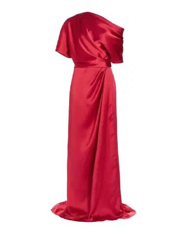 Amsale Draped Satin Off-The-Shoulder Gown | Thumbnail 1