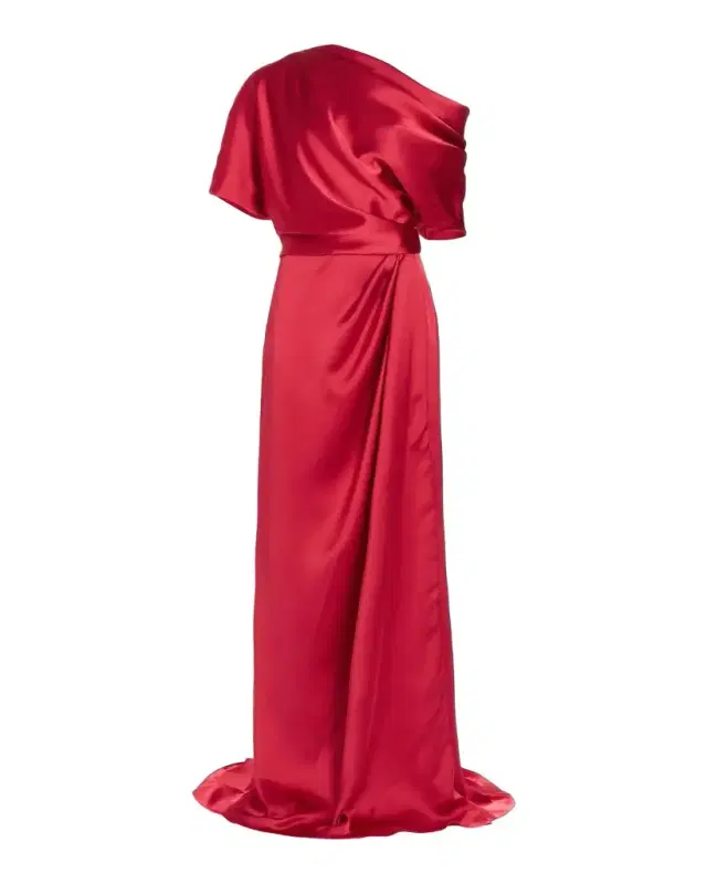 Amsale Draped Satin Off-The-Shoulder Gown