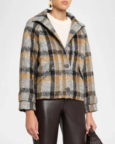 Simkhai Virelle Plaid Brushed Knit Jacket | Thumbnail 4 Simkhai Virelle Plaid Brushed Knit Jacket | Thumbnail 4