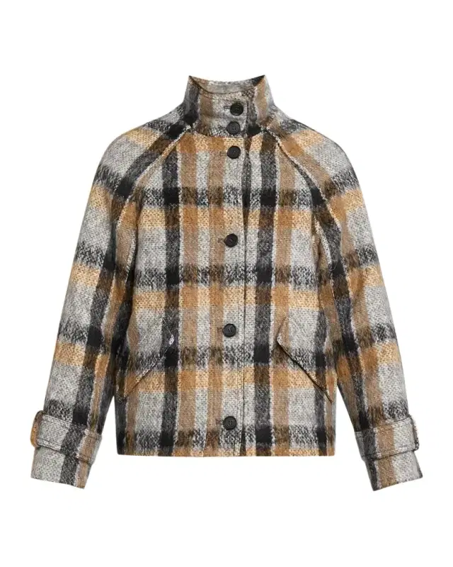 Simkhai Virelle Plaid Brushed Knit Jacket