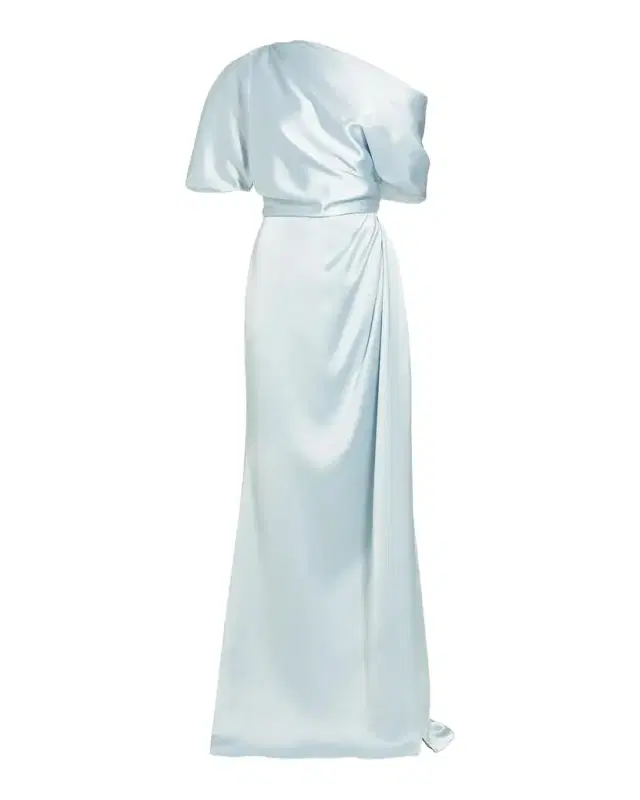Amsale Draped Satin Off-The-Shoulder Gown