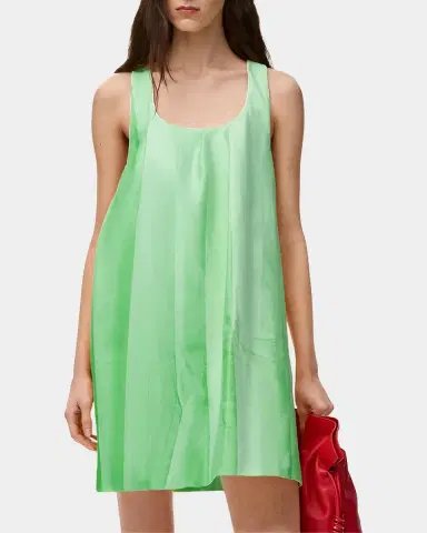Loewe Sleeveless Pleated Leather Mini Shift Dress | Thumbnail 3 Loewe Sleeveless Pleated Leather Mini Shift Dress | Thumbnail 3