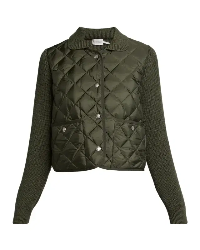 Moncler Diamond Quilted Padded Wool Cardigan