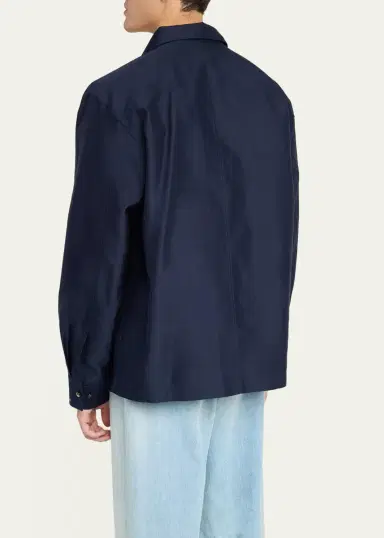 Bottega Veneta Men's Washed Cotton and Silk Overshirt | Thumbnail 3 Bottega Veneta Men's Washed Cotton and Silk Overshirt | Thumbnail 3