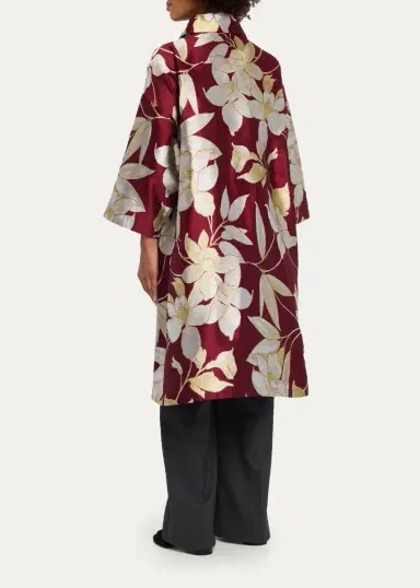 Eskandar Sloped Shoulder Wide A-Line Open Jacket With Collar - 3/4 Length | Thumbnail 3 Eskandar Sloped Shoulder Wide A-Line Open Jacket With Collar - 3/4 Length | Thumbnail 3