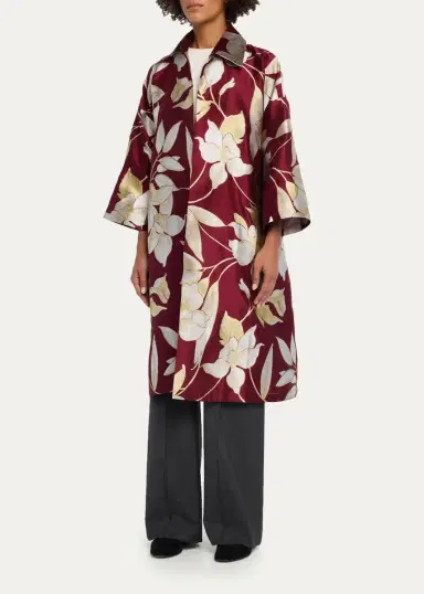 Eskandar Sloped Shoulder Wide A-Line Open Jacket With Collar - 3/4 Length | Thumbnail 4 Eskandar Sloped Shoulder Wide A-Line Open Jacket With Collar - 3/4 Length | Thumbnail 4
