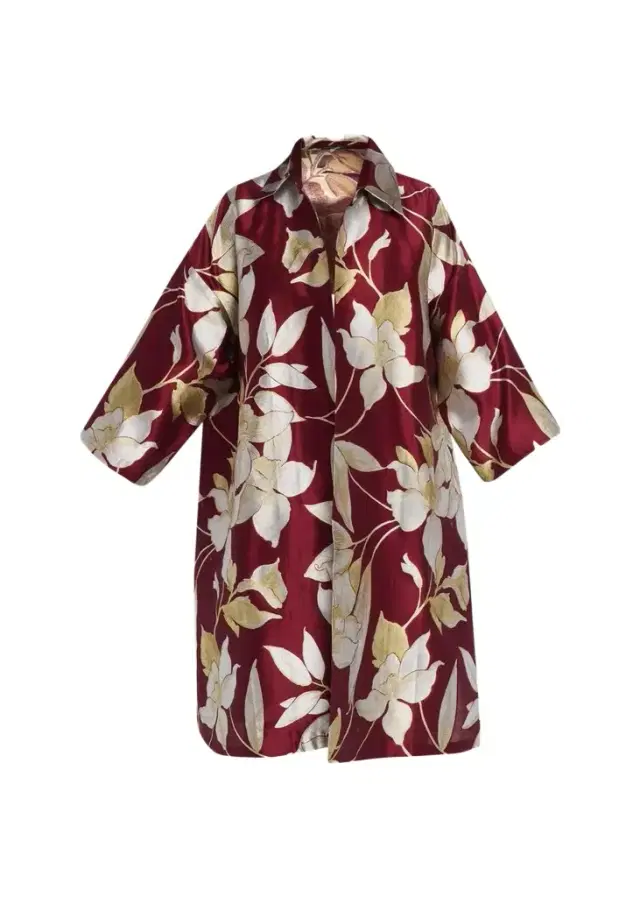 Eskandar Sloped Shoulder Wide A-Line Open Jacket With Collar - 3/4 Length