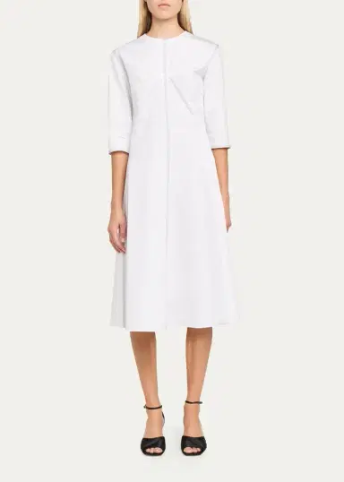 Marni 3/4-Sleeve Cotton Midi A-Line Dress | Thumbnail 2 Marni 3/4-Sleeve Cotton Midi A-Line Dress | Thumbnail 2