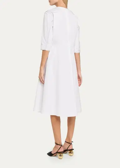 Marni 3/4-Sleeve Cotton Midi A-Line Dress | Thumbnail 3 Marni 3/4-Sleeve Cotton Midi A-Line Dress | Thumbnail 3