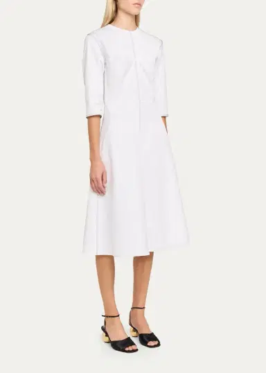 Marni 3/4-Sleeve Cotton Midi A-Line Dress | Thumbnail 4 Marni 3/4-Sleeve Cotton Midi A-Line Dress | Thumbnail 4