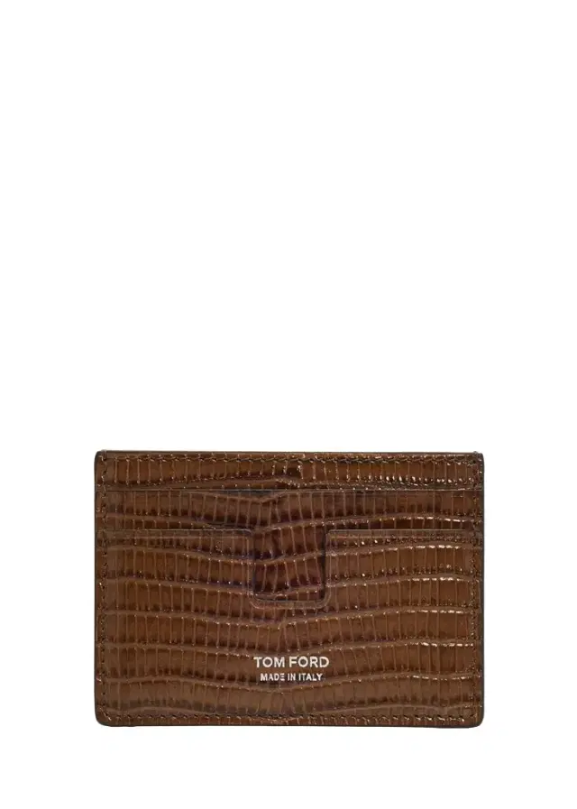 Tom Ford Men's Lizard-Effect Leather Money Clip Card Holder