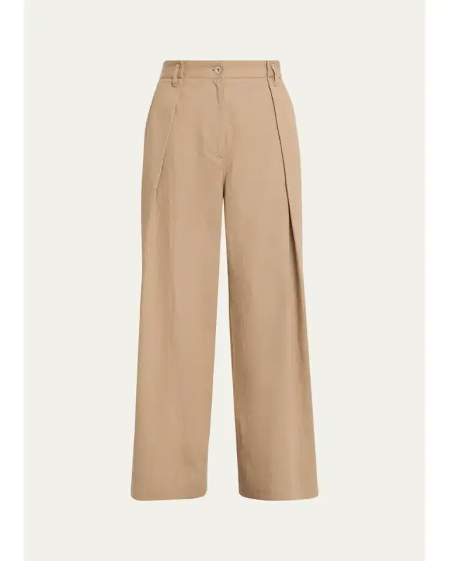Brunello Cucinelli Sparkle Twill Wide-Leg Pants
