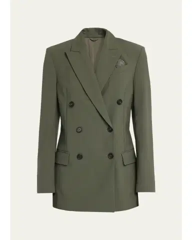 Brunello Cucinelli Tropical Luxury Wool Double-Breasted Jacket | Thumbnail 1
