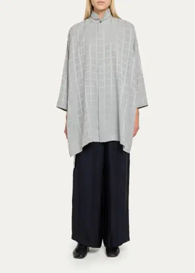 Eskandar Wide Longer Back Double Stand Collar Shirt - Very Long With Slits | Thumbnail 2