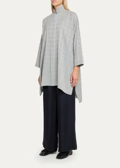 Eskandar Wide Longer Back Double Stand Collar Shirt - Very Long With Slits | Thumbnail 4