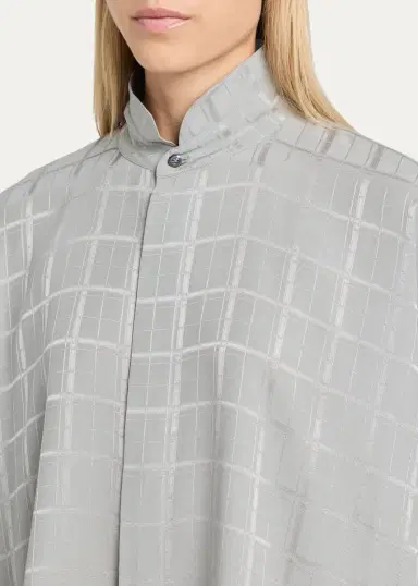 Eskandar Wide Longer Back Double Stand Collar Shirt - Very Long With Slits | Thumbnail 5