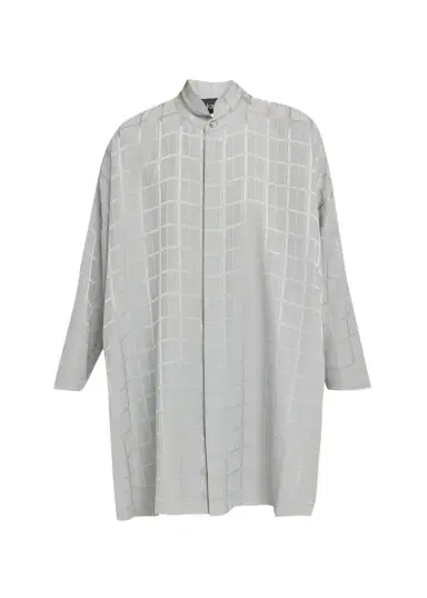 Eskandar Wide Longer Back Double Stand Collar Shirt - Very Long With Slits | Thumbnail 1