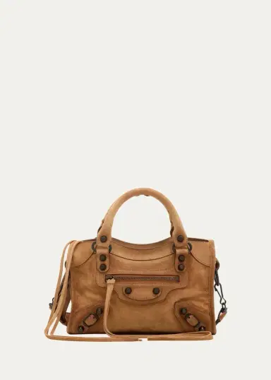 Balenciaga Le City Mini Waxed Suede Tote Bag | Thumbnail 4